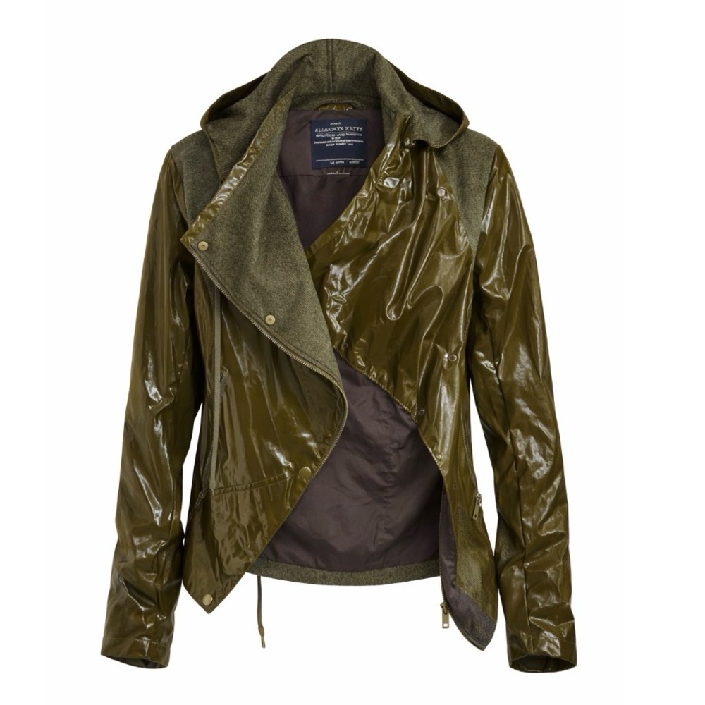 AllSaints Fionn Italian Wool Jacket Women’s Size 4 Woodland Green Hooded